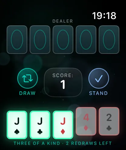 Draw Five gameplay on Apple Watch, screen 5